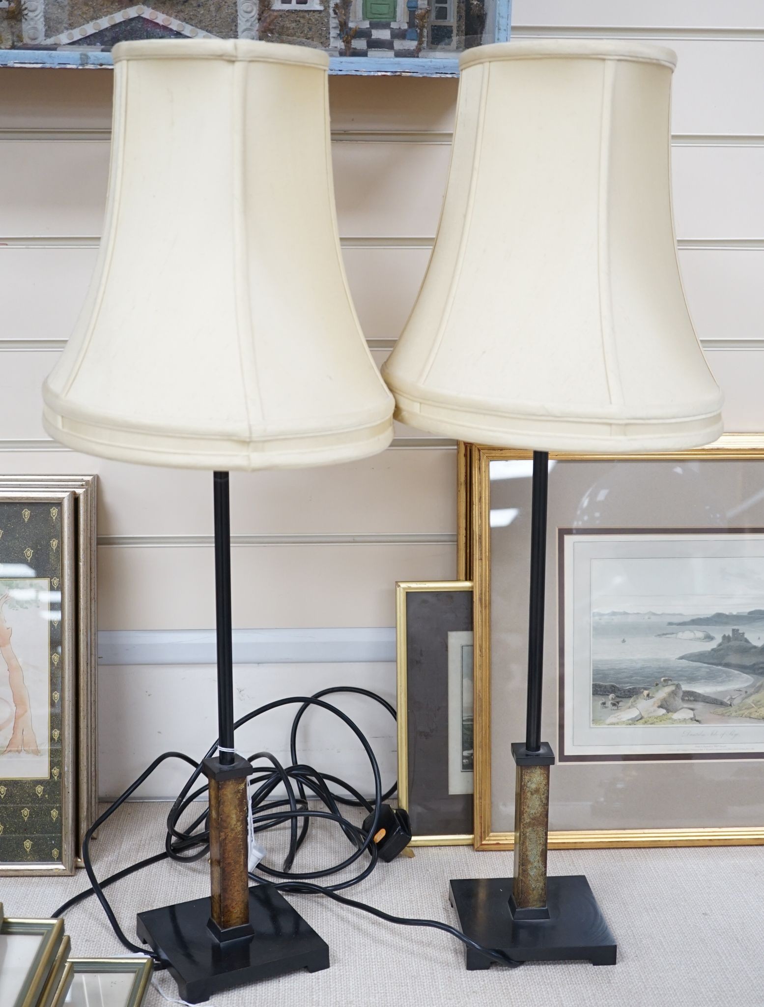 A pair of modern table lamps
